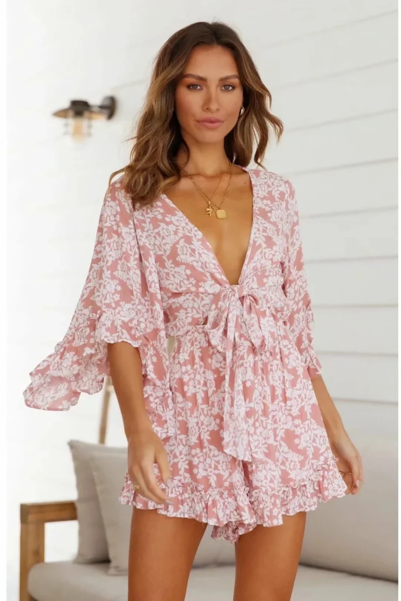 Robe Fleurie Rose Poudre