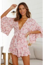 Robe Fleurie Rose Poudre